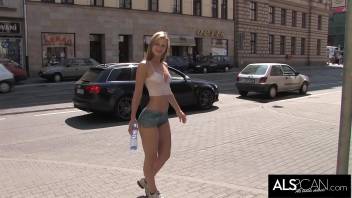 Sexy Babe Sports Painted On Outfit in Public